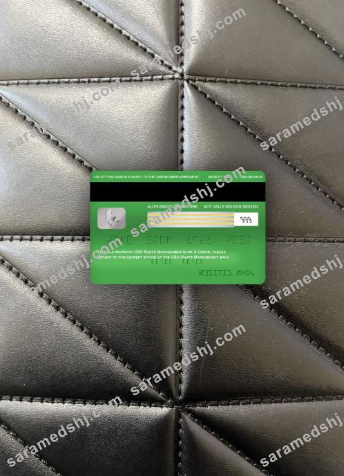 USA Waste Management bank visa classic card photolook back